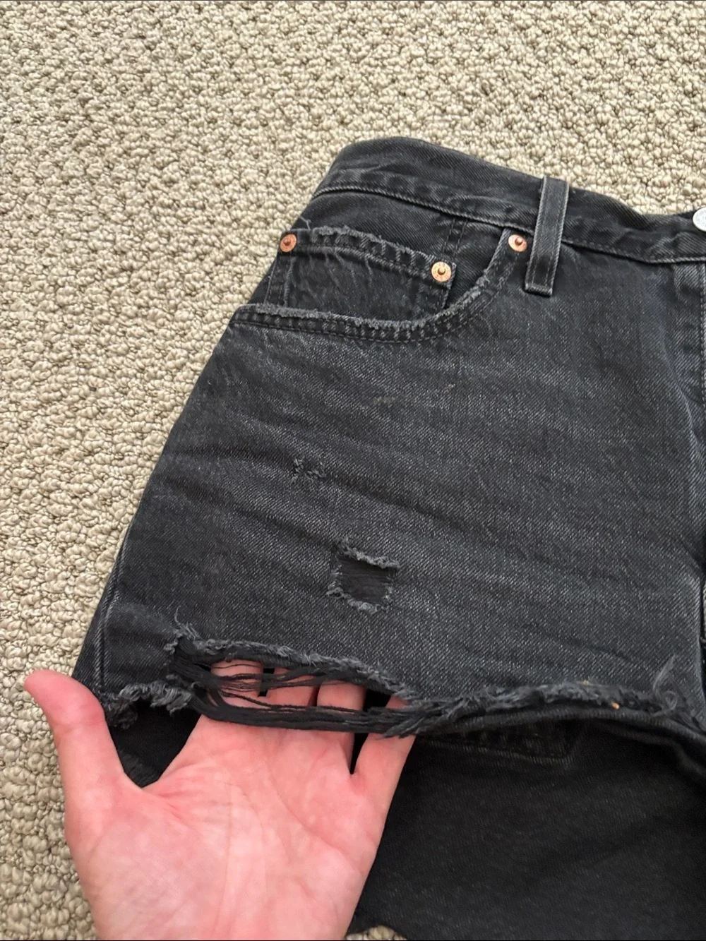 Levi's Black Distressed Cutoff Denim Shorts